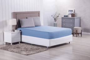 Jogo de Lençol Casal Modern 3 Peças100% Poliéster Percal de Poliéster 300 Fios azul hill decor