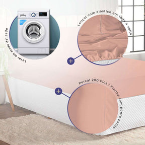 Kit Jogo de Cama Laura 3 Peças Colchão Casal Percal 200 Fios (auto-sku-565) - Hill Decor - usehill.com