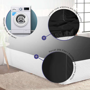 Kit Jogo de Cama Laura 3 Peças Colchão Casal Percal 200 Fios (auto-sku-565) - Hill Decor - usehill.com