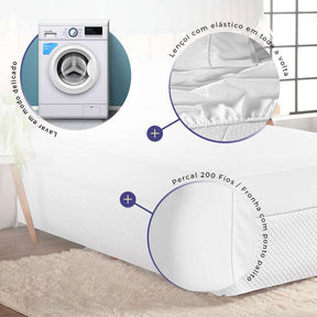 Kit Jogo de Cama Laura 3 Peças Colchão Casal Percal 200 Fios (auto-sku-565) - Hill Decor - usehill.com