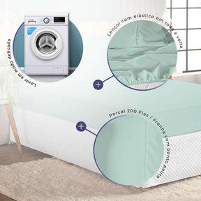 Kit Jogo de Cama Laura 3 Peças Colchão Casal Percal 200 Fios (auto-sku-565) - Hill Decor - usehill.com