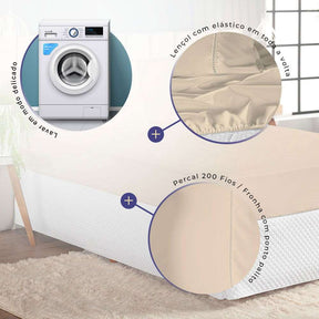 Kit Jogo de Cama Laura 3 Peças Colchão Casal Percal 200 Fios (auto-sku-565) - Hill Decor - usehill.com
