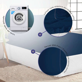 Kit Jogo de Cama Laura 3 Peças Colchão Casal Percal 200 Fios (auto-sku-565) - Hill Decor - usehill.com
