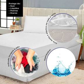 Protetor de Colchão Impermeável Casal 1 Peça 100% Polipropileno - Branco (2001) - Hill Decor - usehill.com