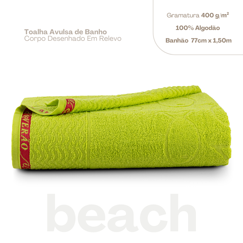 Toalhas de Banho Avulsa Beach Verde (CCABEACH001) - Hill Decor - usehill.com